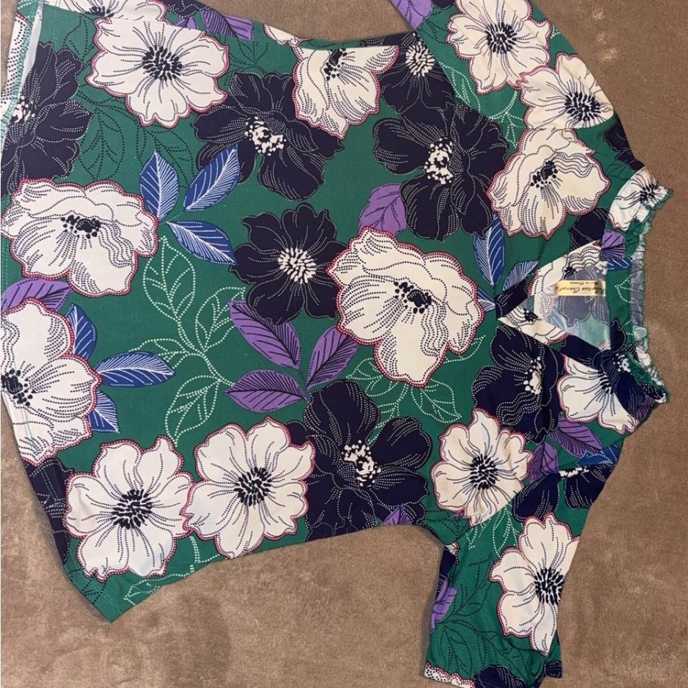 PerSeption Concept Green Floral Blouse